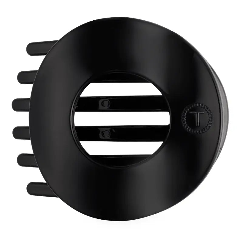 Teleties Jet Black Small Flat Circle Hair Clip, front view