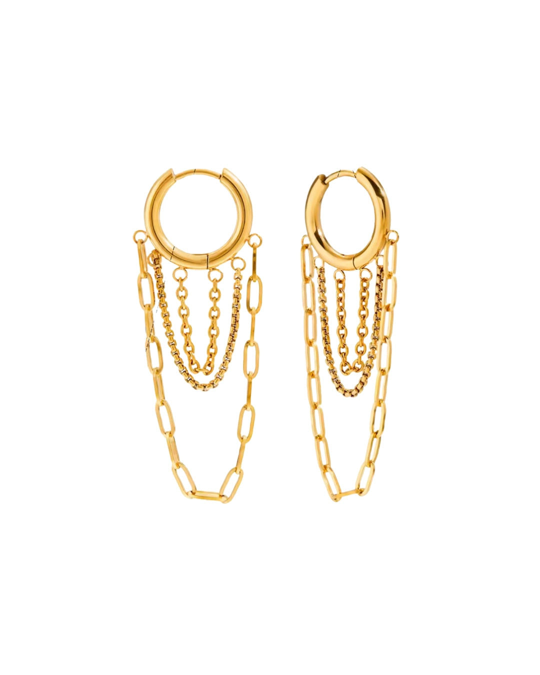 Berlin Chain Huggie Earrings, Gold