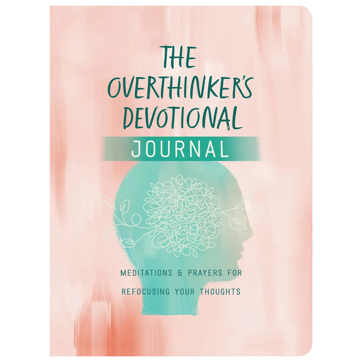 The Overthinker's Devotional Journal, pink and teal front cover on white