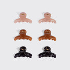 Recycled Plastic Mini Arched Clips 6pc Set - Soft Pink, Mocha and Black