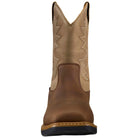 Carhartt Bandera brown and cream Wellington boot, front view of square toe