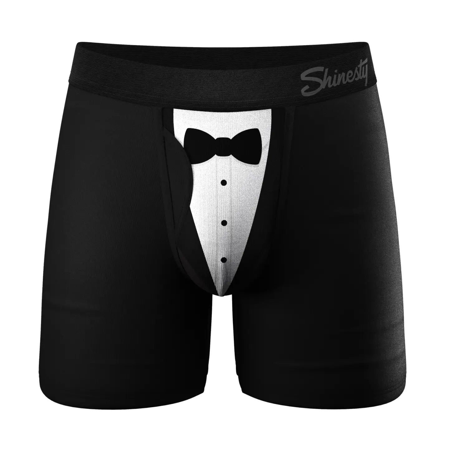 Shinesty Men's Black Tuxedo Ball Hammock Pouch Underwear With Fly