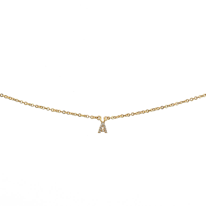 Gold Shiny A Initial Necklace - Water Resistant