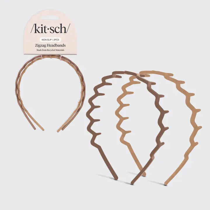 Kitsch zigzag headbands on a white background