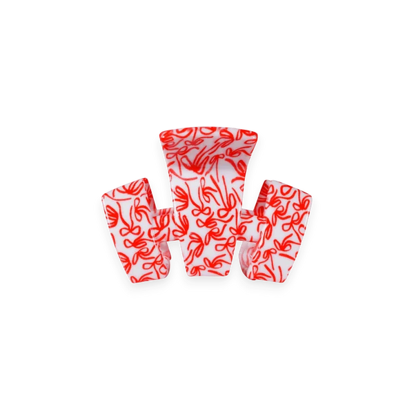 Teleties All Tied Up petite claw clip, red bow print product shot