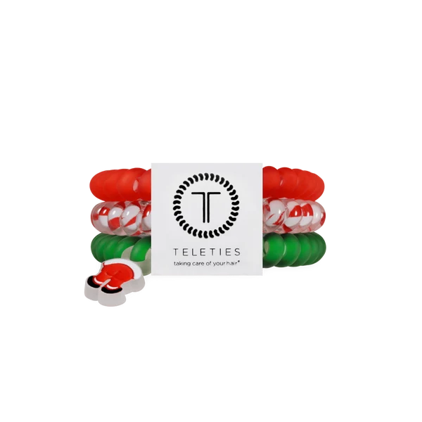 Teleties Clause I Said So small hair ties pack with Santa hat charm