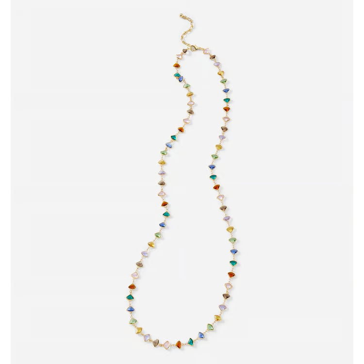 Charlie Paige Colored Stones Gold Chain Long Necklace