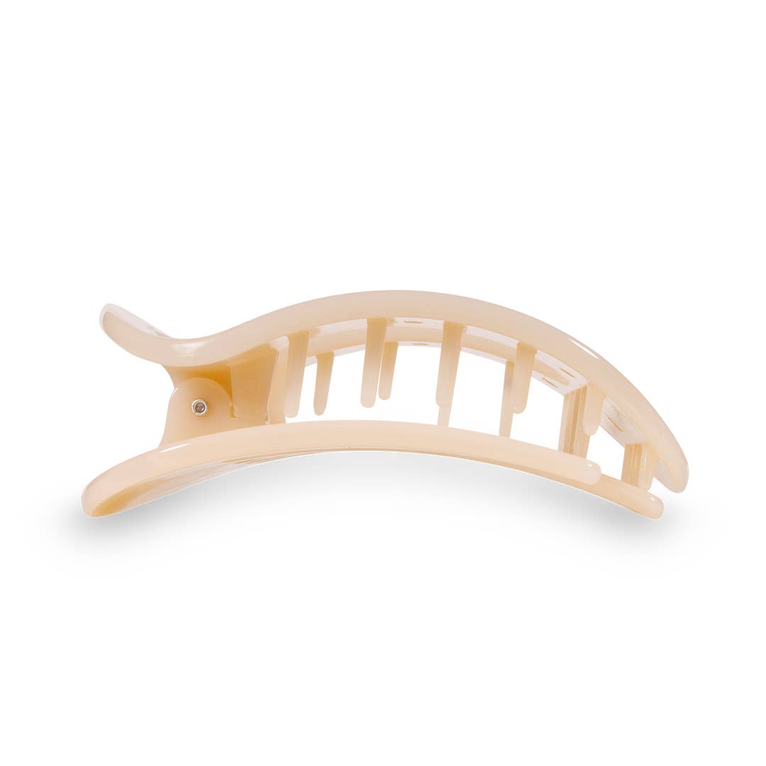 Almond Beige Medium Flat Round Clip