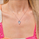 Silver White Shell Heart Necklace on Adjustable Stainless Steel Chain
