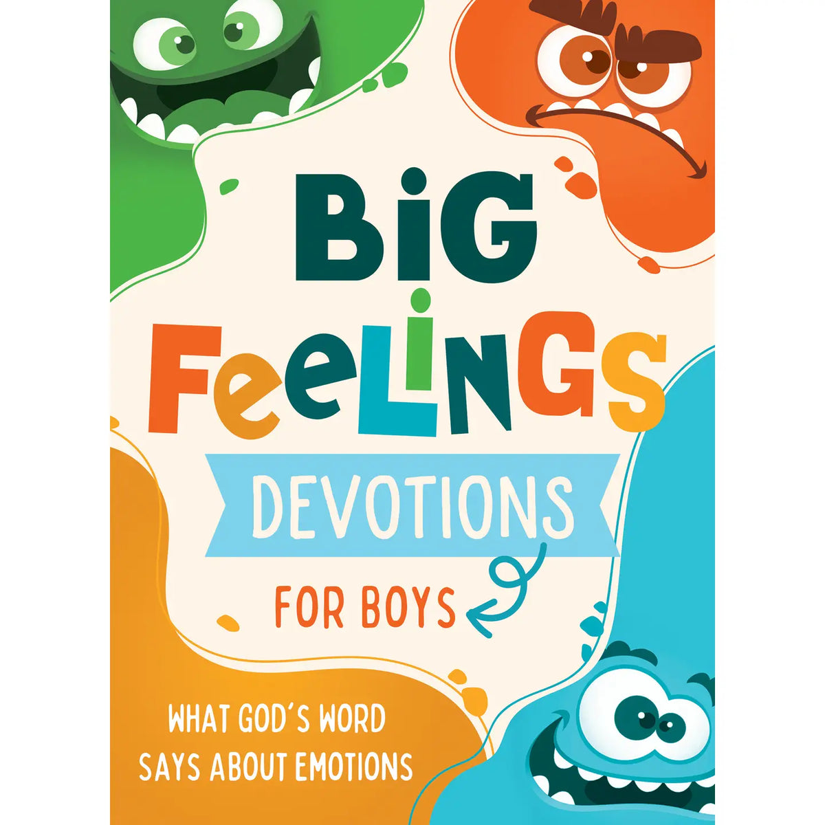 Big Feelings Devotions for Boys, front cover with cartoon monsters