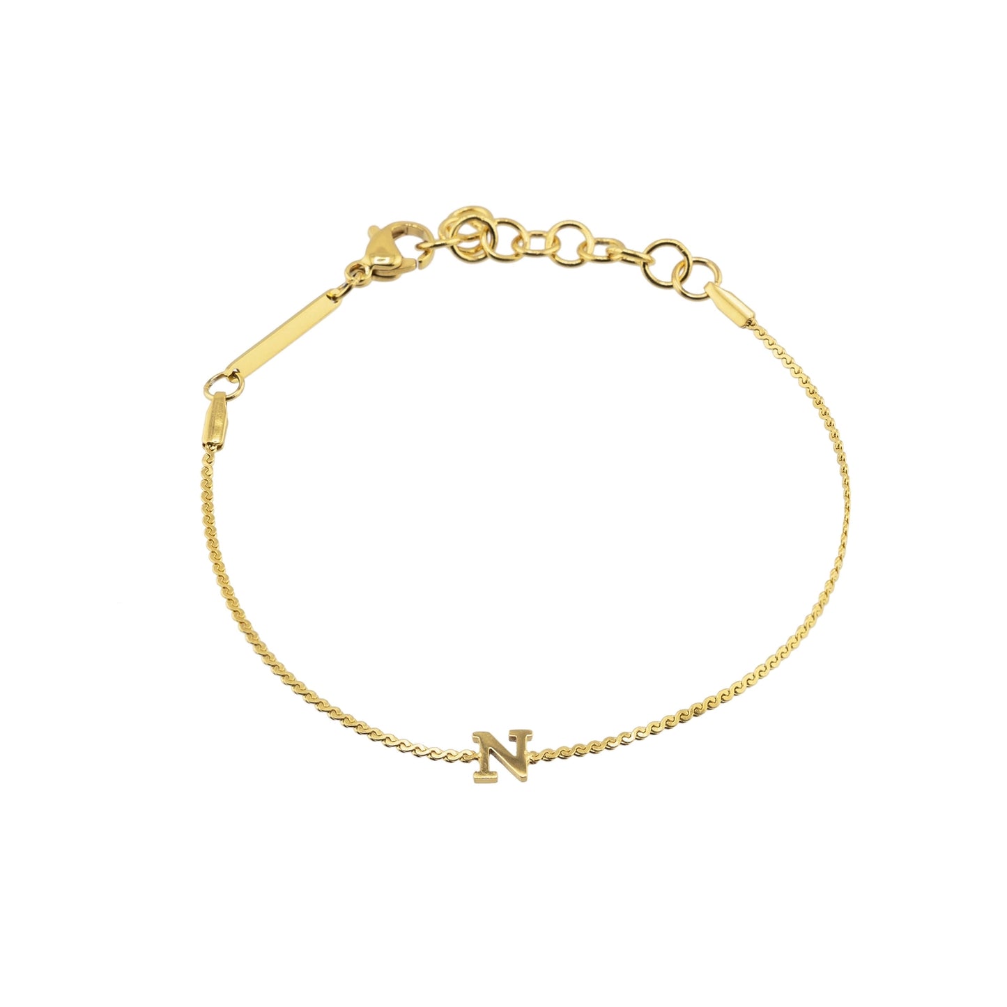 Gold Dainty Love Initial Bracelet - Waterproof