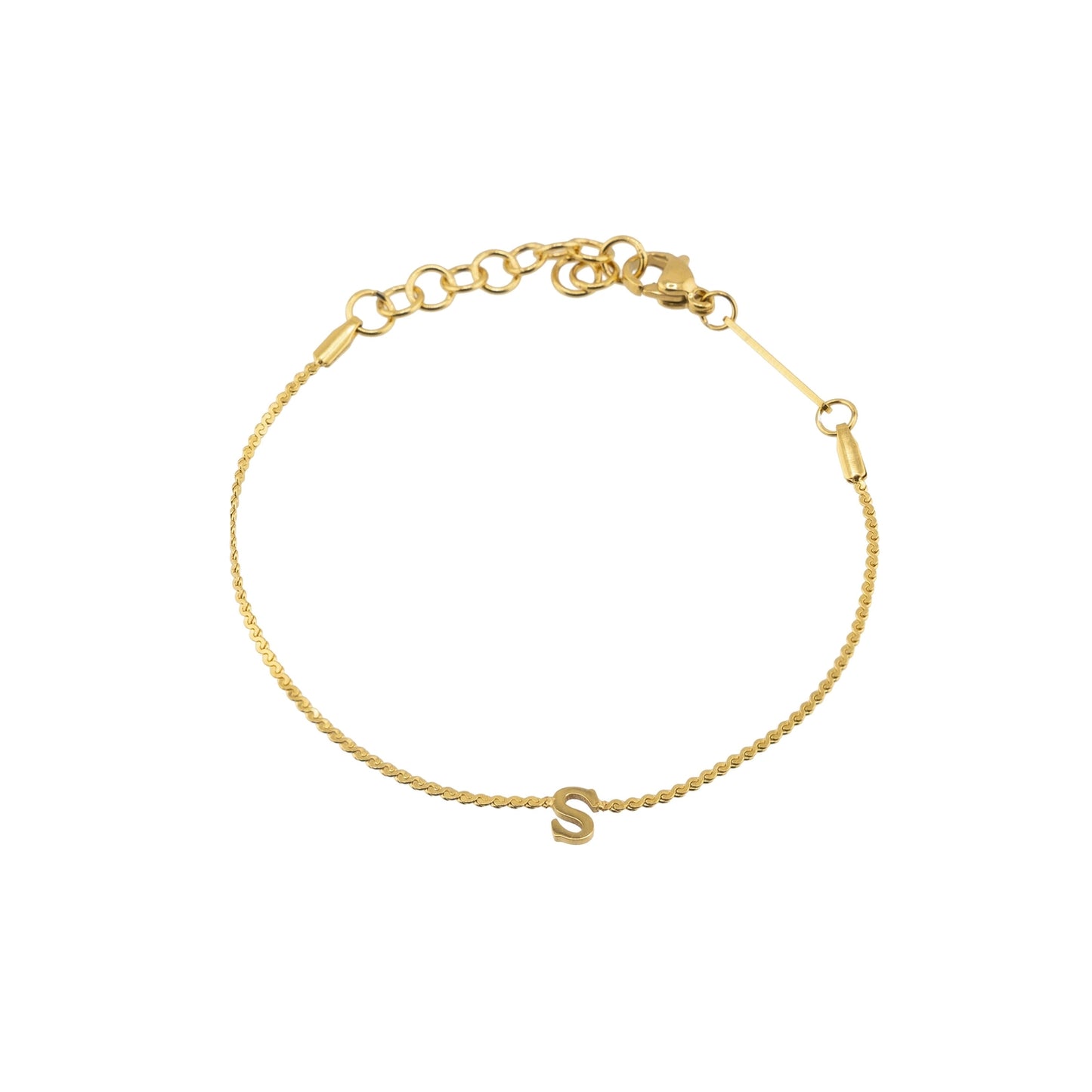 Gold Dainty Love Initial Bracelet - Waterproof