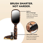 Teleties tortoise Detangler Brush features graphic: built-in mirror and removable cleaner