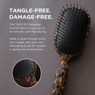 Teleties tortoise Detangler Cushion Brush graphic: Tangle-free, damage-free for medium hair