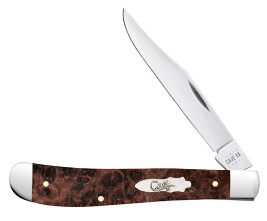 Case Smooth Brown Maple Burl Wood Slimline Trapper