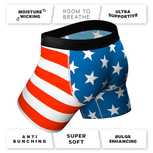 Shinesty Men's The Mascot American Flag Ball Hammock Pouch Underwear