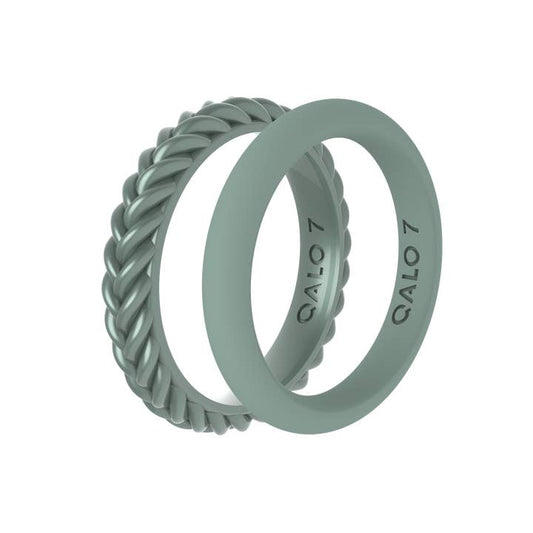 Iceberg Green Braid & Classic 2 Stack Ring