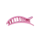 Teleties Just Add A Bow Medium Flat Round Hair Clip in pink, side profile showing teeth