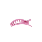 Teleties Just Add A Bow Small Flat Round Hair Clip in pink, side profile showing teeth