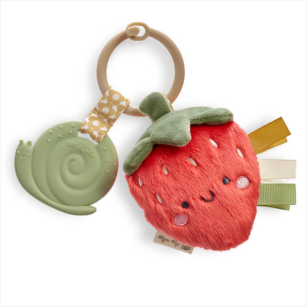 Itzy Pal Plush + Teether- Strawberry