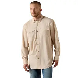 Ariat Men's VentTEK Classic Fit Tan Long Sleeve Shirt