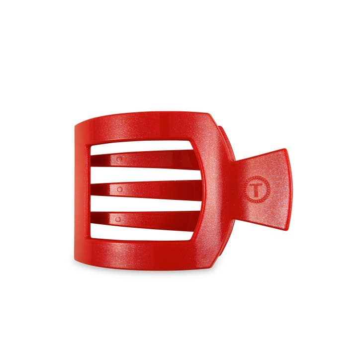 Square Flat Hair Medium Clip- Rudolph Red