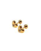 Emmy Pave Heart Stud Earrings, Gold Tone