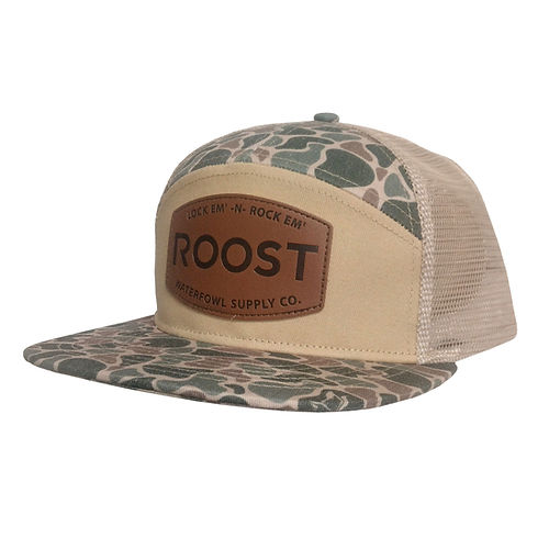 Men's Roost 7 Panel Leather Patch Hat- Camo