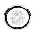 Grey and white camo print steering wheel cover with black trim