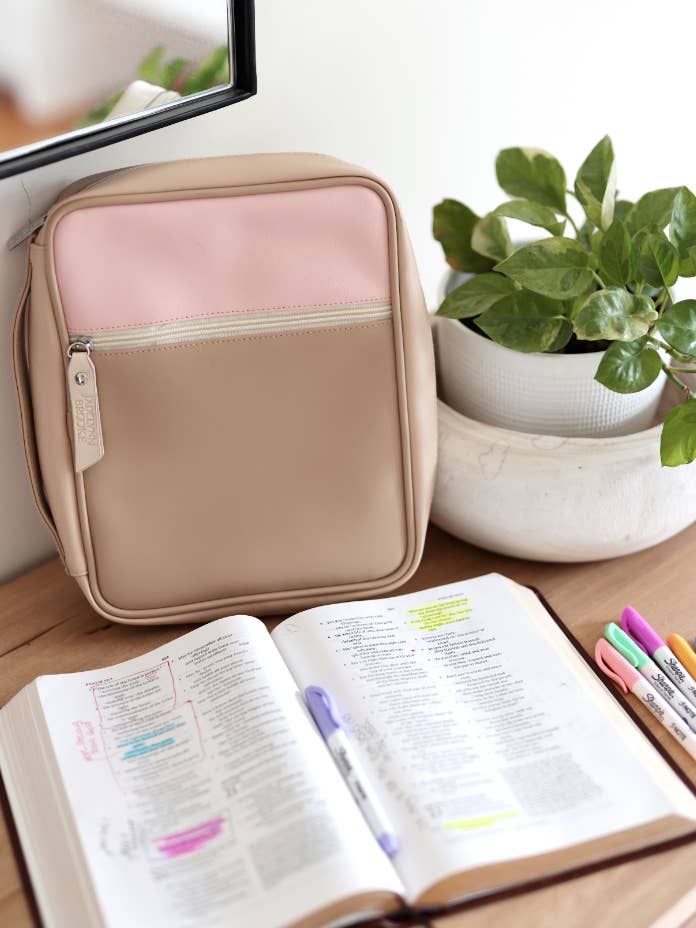 More Than Able Color Block Bible Cover- Tank & Pink