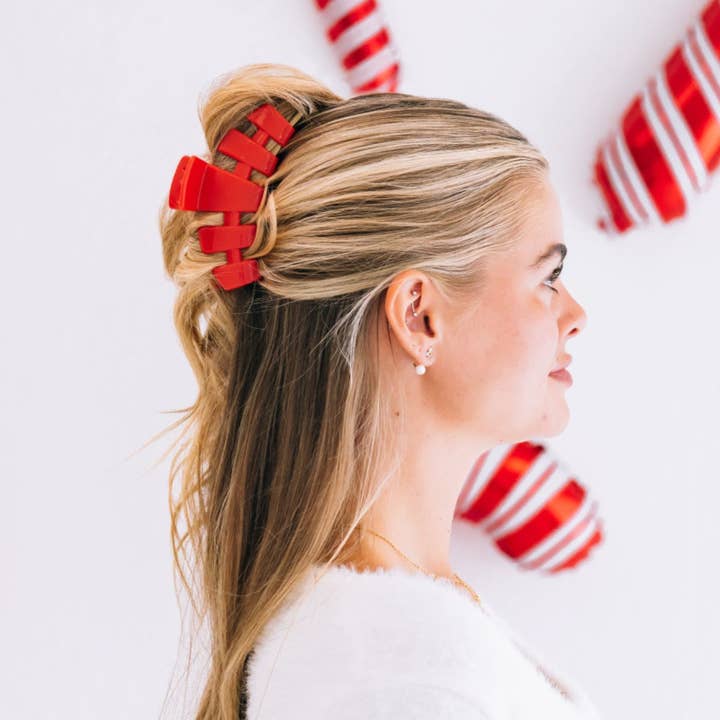 Classic Large Hair Clip- Rudolph Red