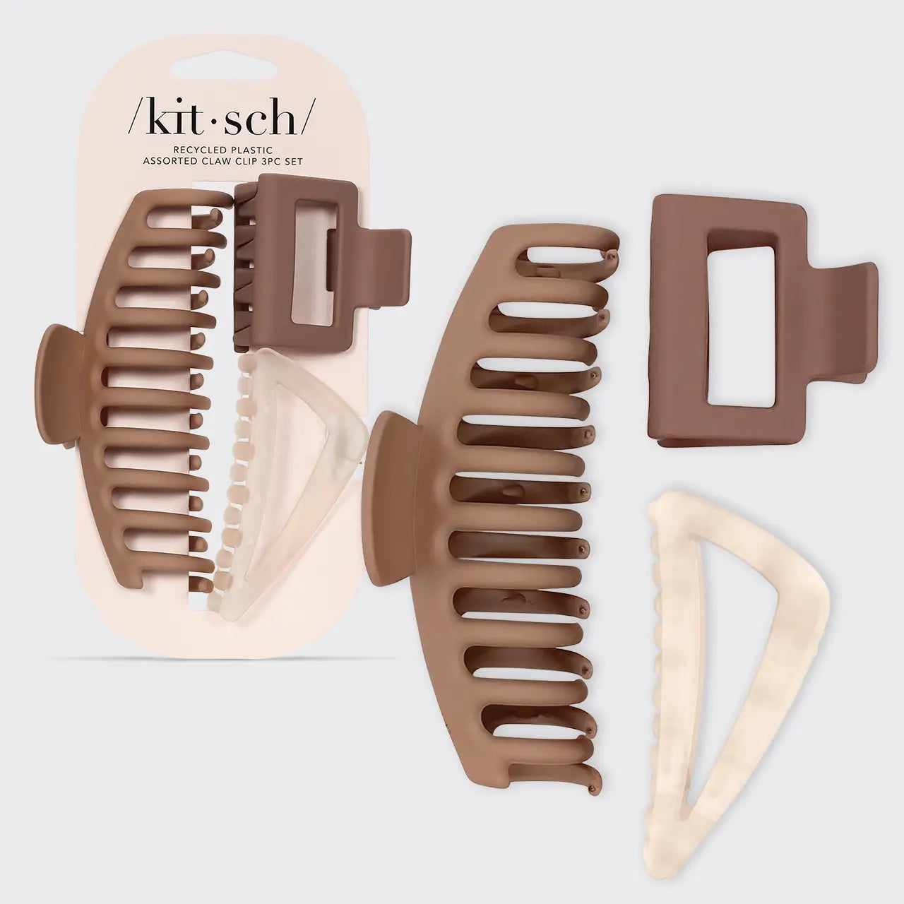 Kitsch Oversized Recycled Plastic Assorted Claw Clip 3pc