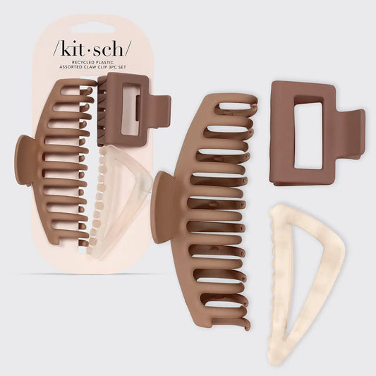 Kitsch Oversized Recycled Plastic Assorted Claw Clip 3pc