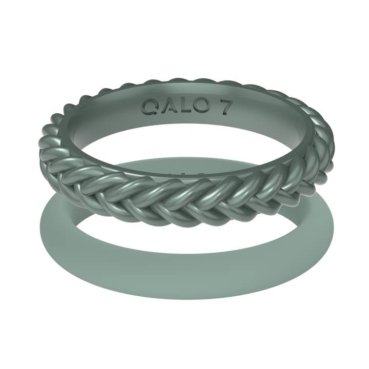 Iceberg Green Braid & Classic 2 Stack Ring