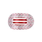 Teleties Festive Feels Medium Flat Round Hair Clip in red and white holiday print, front view