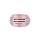 Teleties Festive Feels Small Flat Round Hair Clip in red and white holiday print, front view