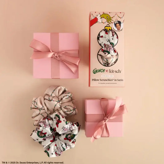 The Grinch X Kitsch Cindy Lou Who Stain Pillowscrunchies Set