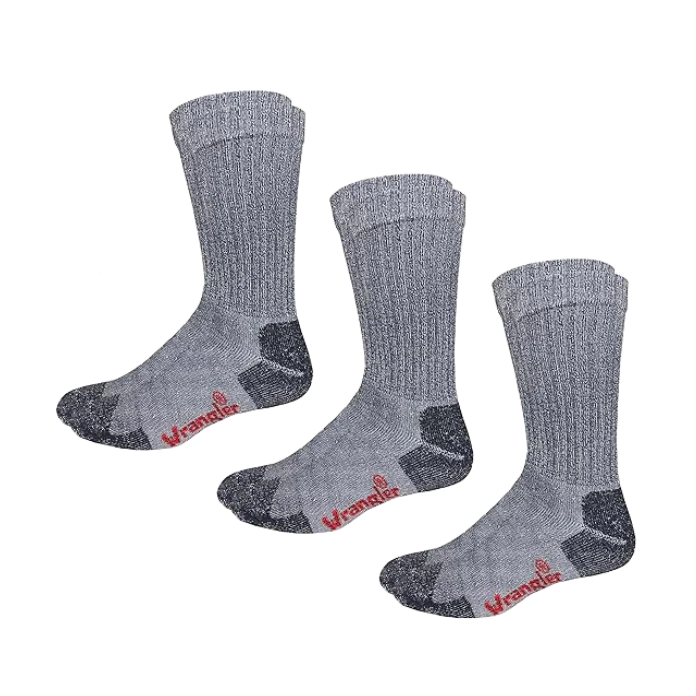 Wrangler® Riggs Men's Ultra-Dri Everyday Rib Crew Work Boot Socks - 2 Colors