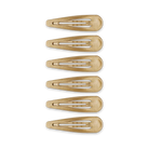 Teleties gold snap clips, six lined up in a row