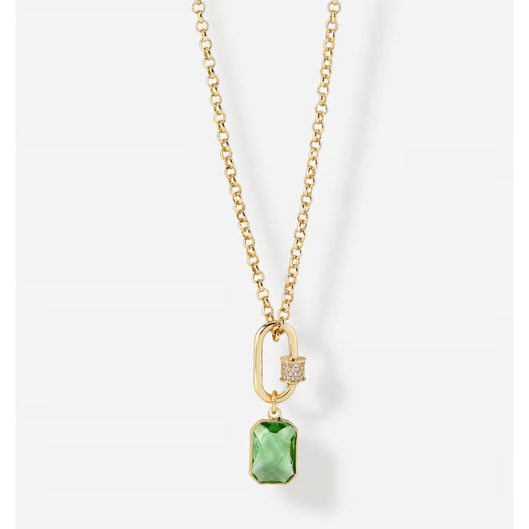 Charlie Paige Gold Green Drop Necklace