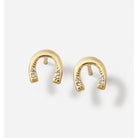 Charlie Paige Diamond Studded Gold Horseshoe Earrings