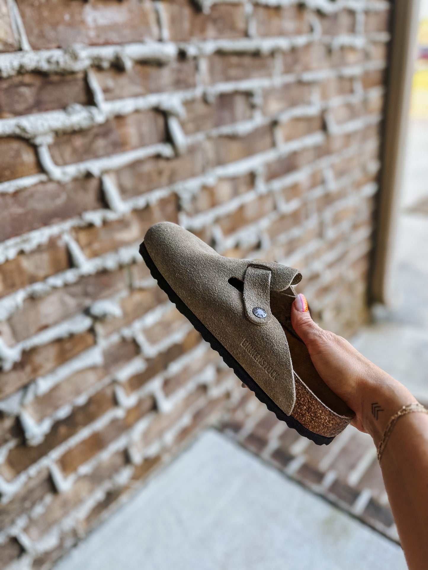 Boston Soft Footbed Taupe Suede Leather Slip On by Birkenstock