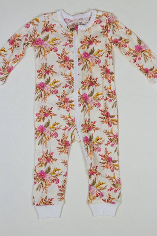 Vintage Floral Organic Cotton Zipper Pajama