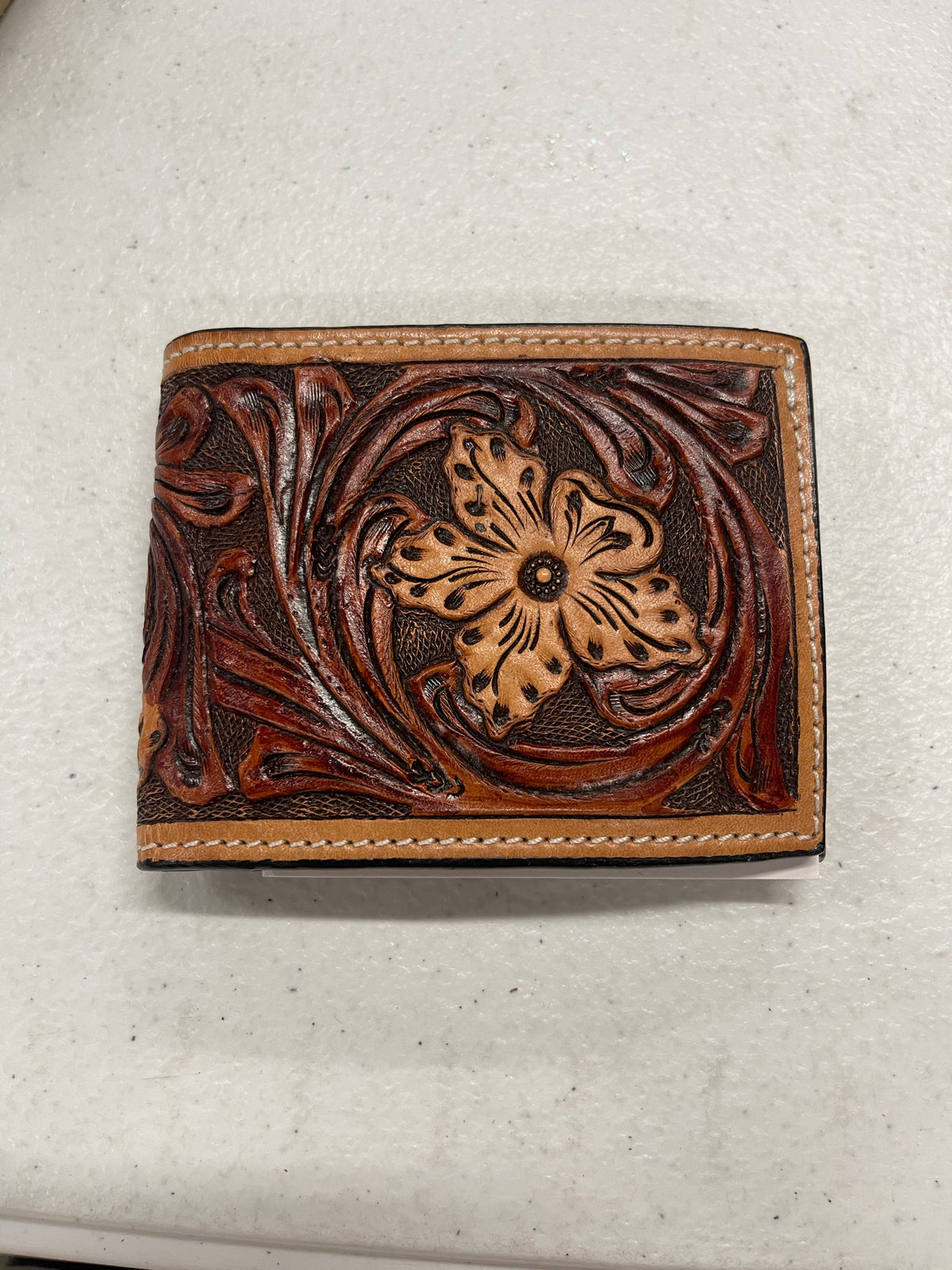 Brown Leather Floral Wallet