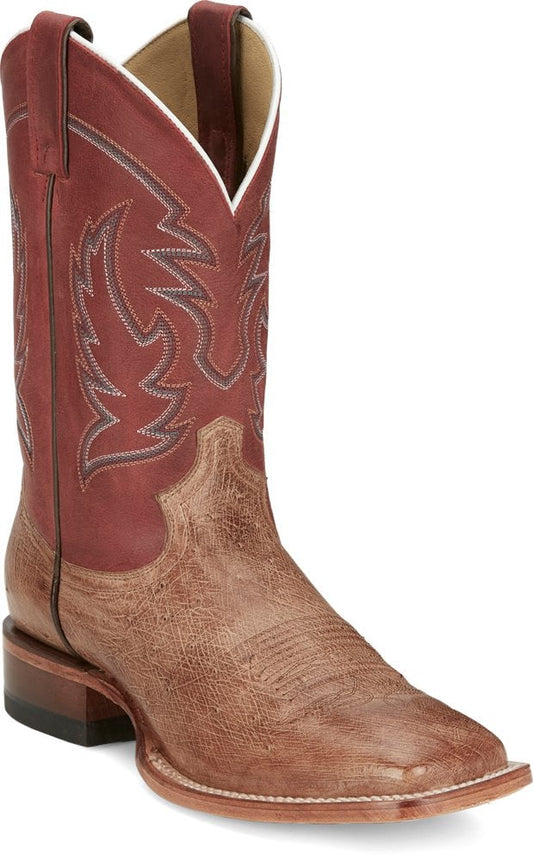 Red Leather Smooth Ostrich Boots