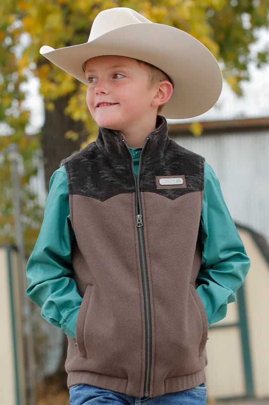 Boy's Match Dad Western Vest - Brown