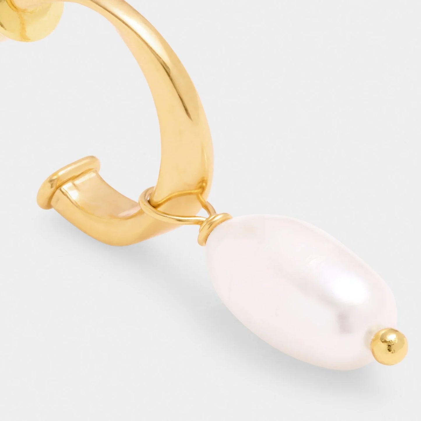 Pearl Lustre Waterproof Gold Hoop Earrings