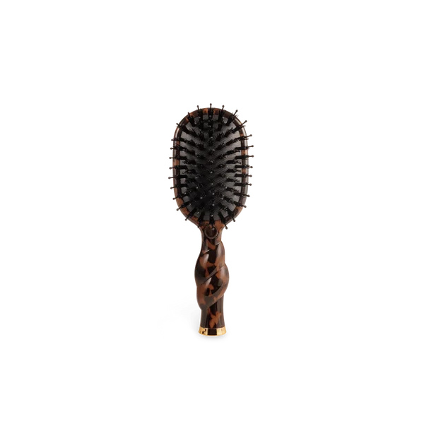 Teleties Mini Boar Brush in tortoise, bristle side front view