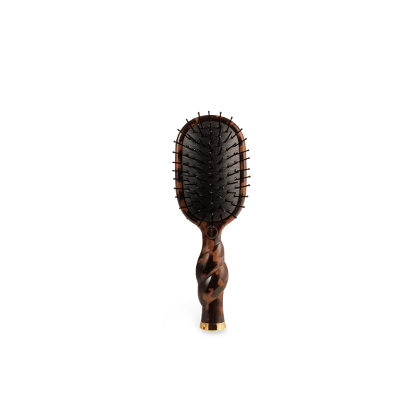 Teleties Mini Detangler Brush in tortoise, bristle side front view