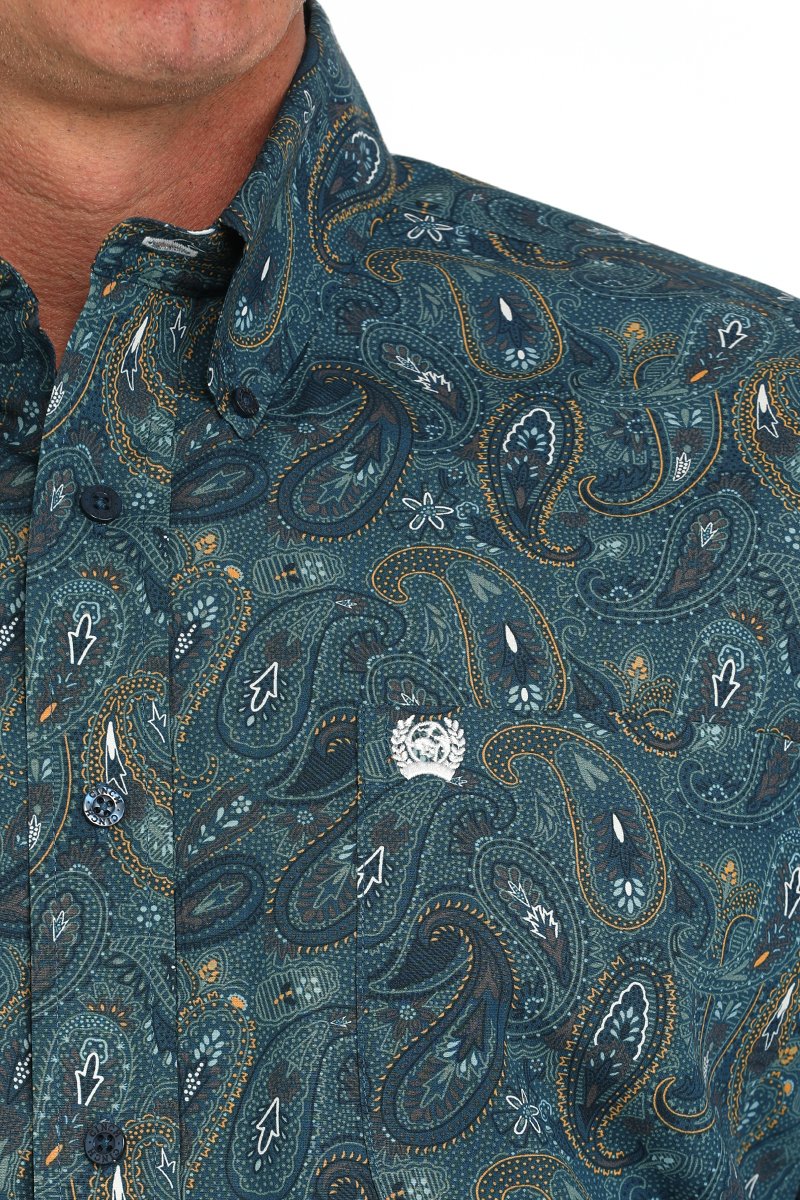 Cinch Men's Blue Paisley Print Button Down Western Shirt